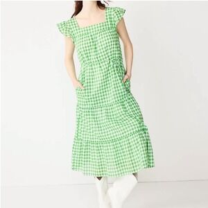 Draper James‎ Midi Sun Dress Green White Medium NWT
